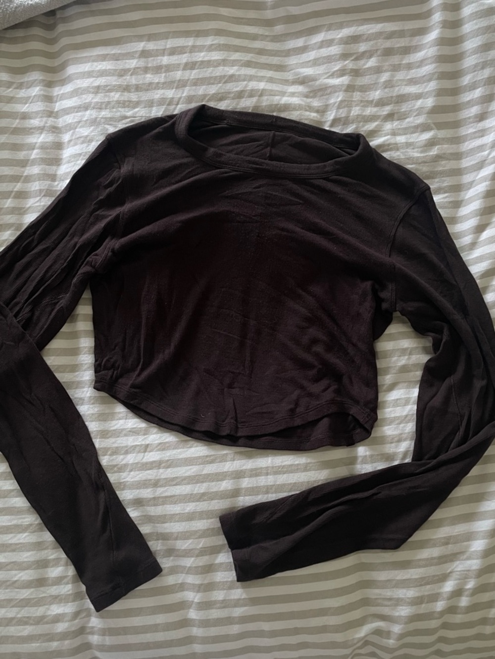 Lululemon soft ribbed long-sleeve dark chocolate brown color